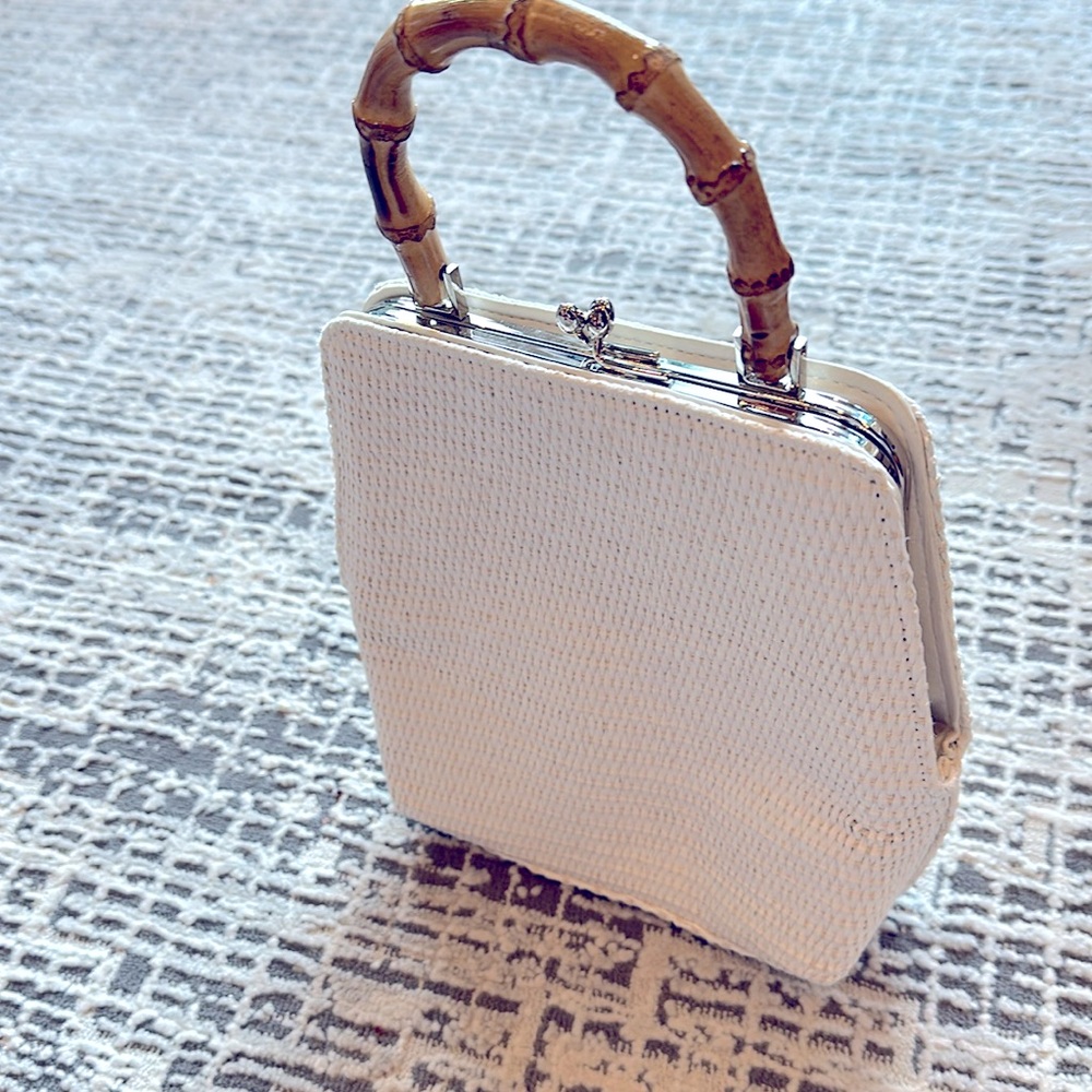 Vintage purse with bamboo handle in excellent Condition - Picture 2 of 8